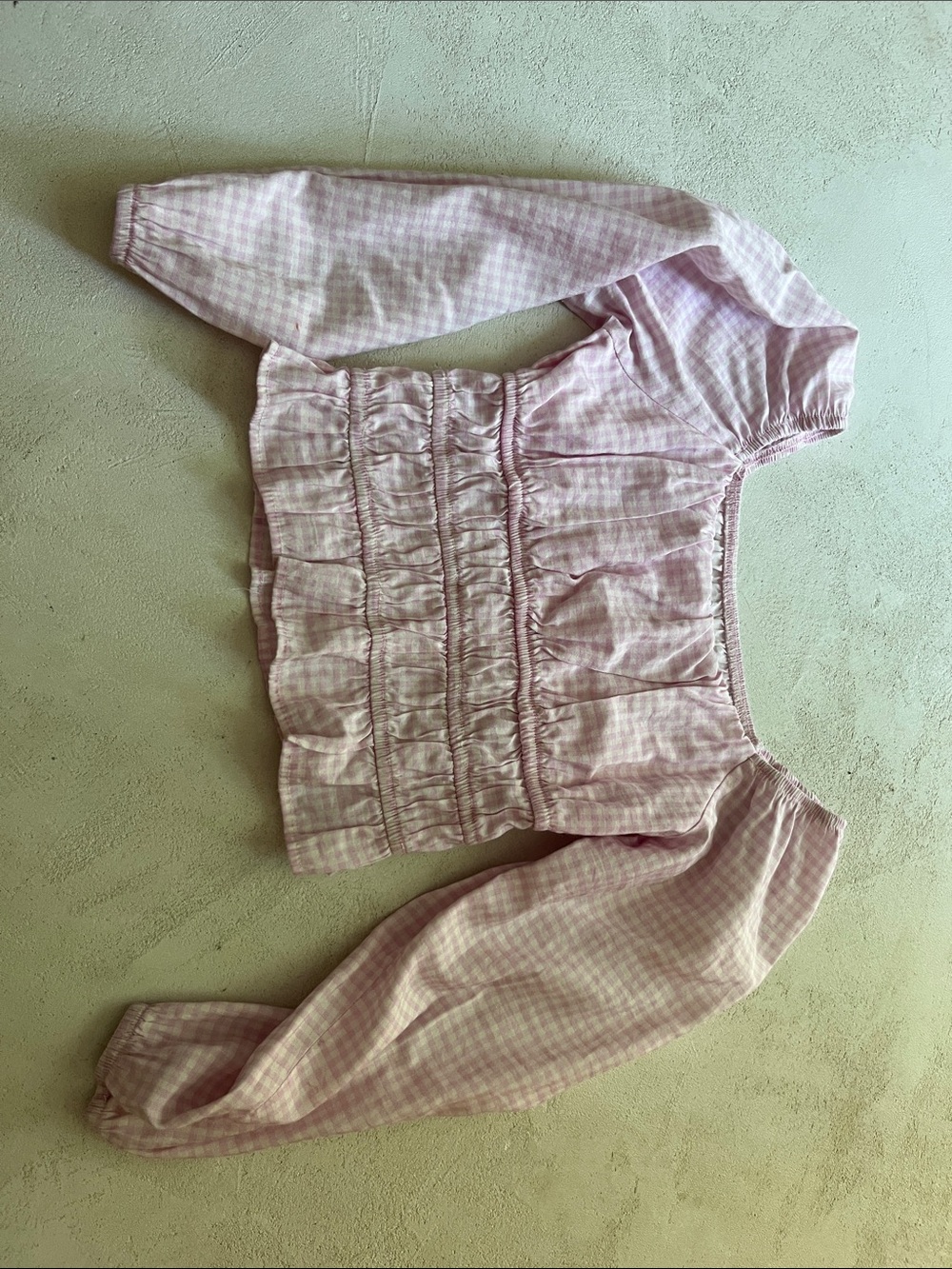 art class Pink Gingham Ruffle Top